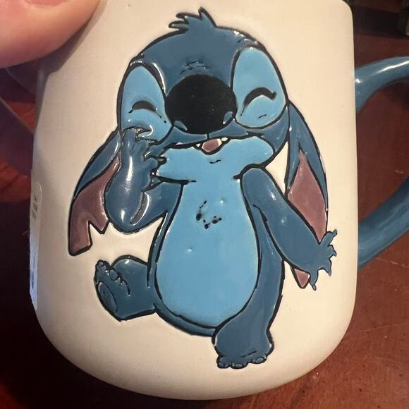 Disney Stitch Laughing Coffee Cup Mug White and Blue Lilo and Stitch Disneyland - Picture 2 of 6